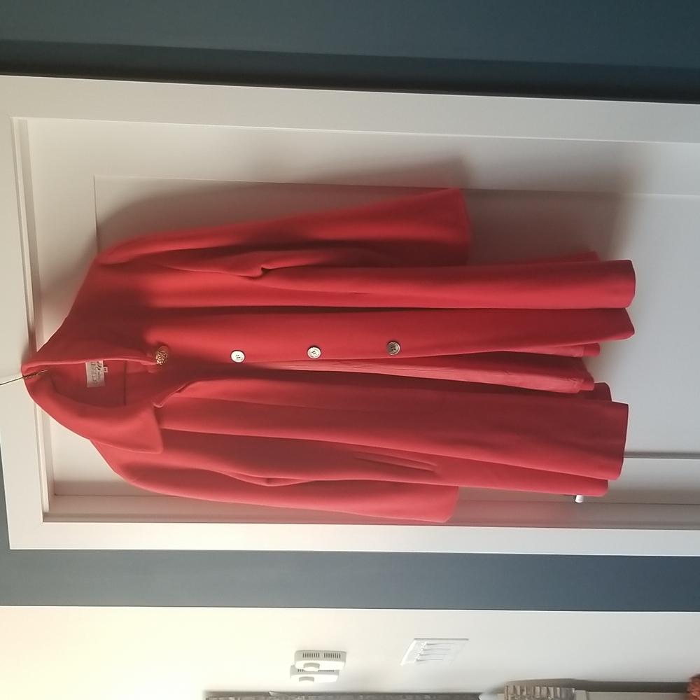 Setissima cashmere spring/fall swing coat. size 42 poppy red